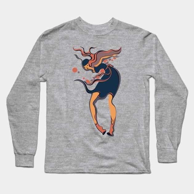 Girl dancing underwater Long Sleeve T-Shirt by masha